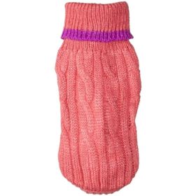 Fashion Pet Cable Knit Dog Sweater - Pink - Small (10"-14" From Neck Base to Tail)