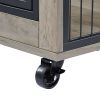 Furniture Style Dog Crate Side Table on Wheels with Double Doors and Lift Top.(Grey,43.7''w x 30''d x 31.1''h)